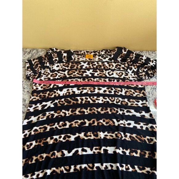 Ruby Rd Womens Medium Tunic Top Leopard Stripe Studed Neckline Rayon Mob Wife - Picture 6 of 9